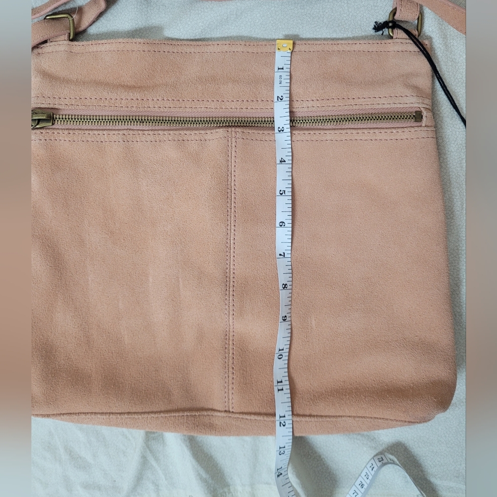 New W/o Tags MARGOT Purse Elegant Ballet Pink Suede Leather Crossbody Bag Boho - Picture 12 of 13